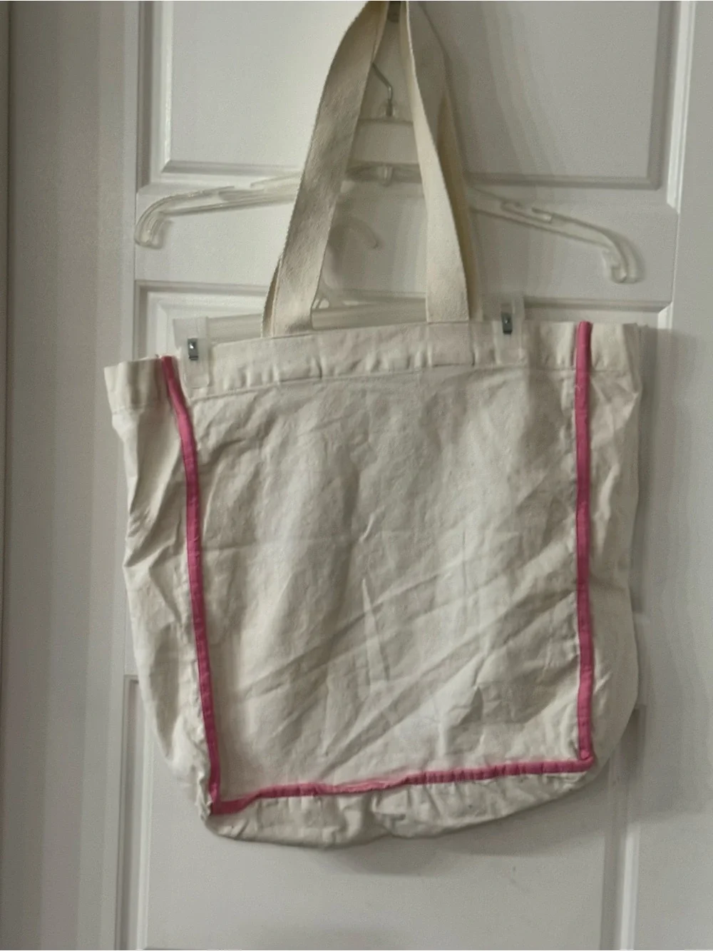 Canvas Floral Dragonfly Tote Bag - Pink Trim